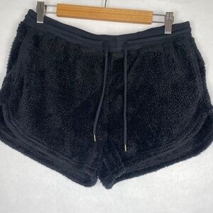 Colsie Black Fleece Pull On Loungewear Drawstring Shorts size Medium EUC